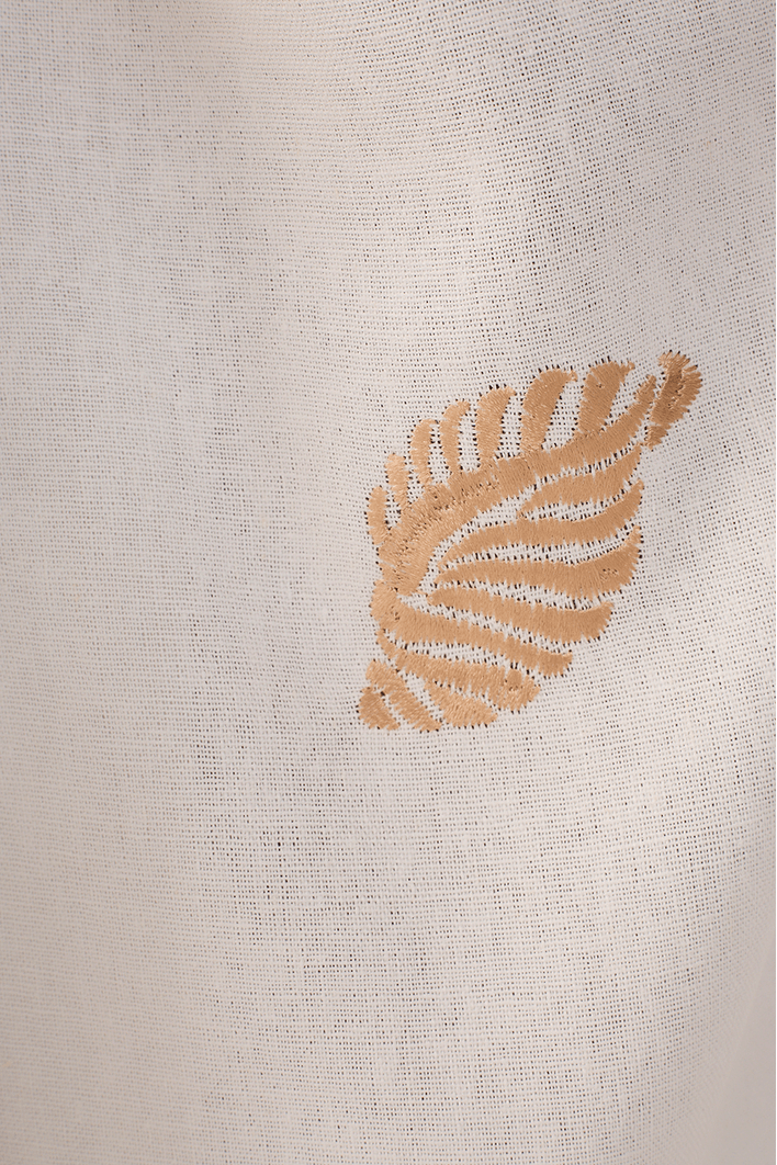 Saia Cropped Linho Bordado Concha Lurex