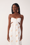 Vestido Linho Bordado Concha Lurex