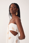 Vestido Linho Bordado Concha Lurex