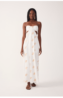 Vestido Linho Bordado Concha Lurex