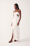 Vestido Linho Bordado Concha Lurex