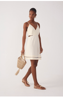 Vestido Curto Linho Bordado Miçanga