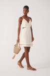 Vestido Curto Linho Bordado Miçanga