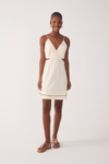 Vestido Curto Linho Bordado Miçanga
