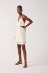 Vestido Curto Linho Bordado Miçanga