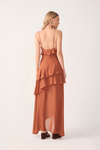 Vestido Cropped Crepe Babado Decote