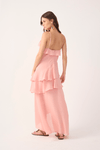 Vestido Cropped Crepe Babado Decote