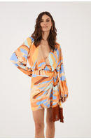 Vestido Pareô Franja Estampa Sunset