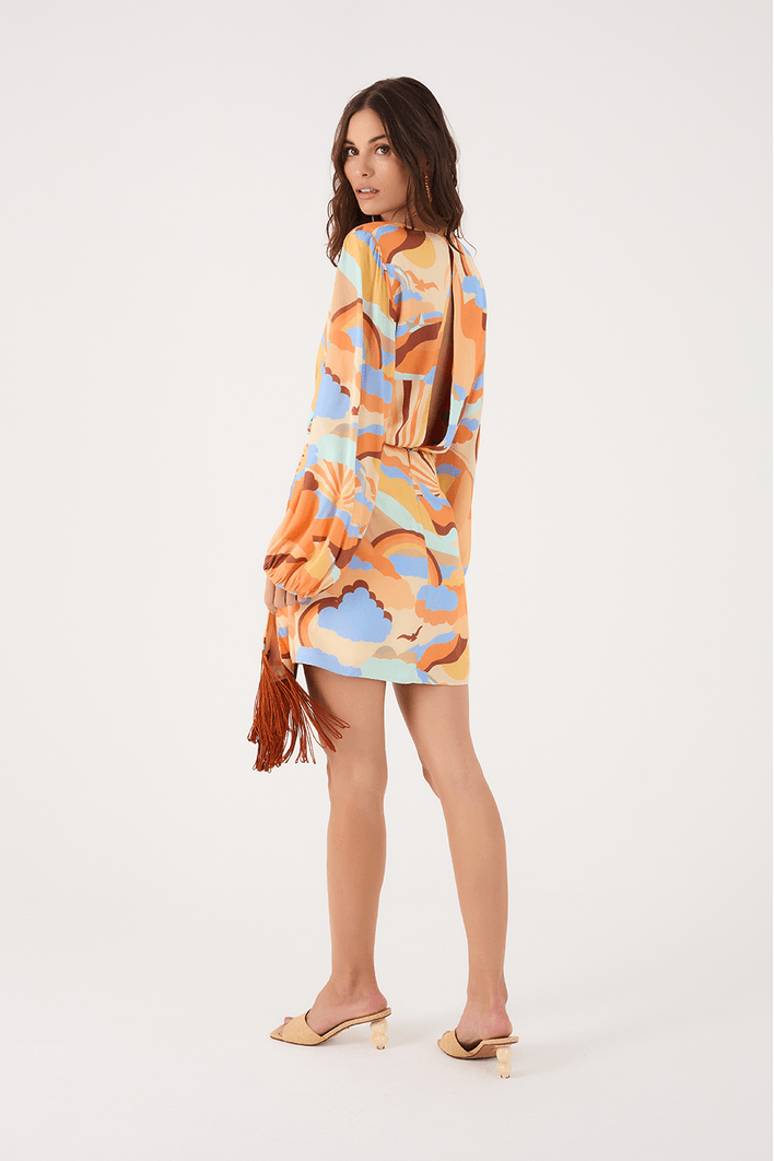 Vestido Pareô Franja Estampa Sunset