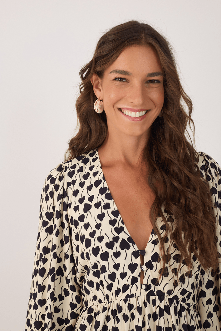 Vestido Curto Estampa Amor Perfeito