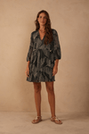 Vestido Curto Tule Estampa Ramos