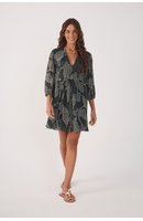 Vestido Curto Tule Estampa Ramos