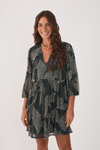 Vestido Curto Tule Estampa Ramos