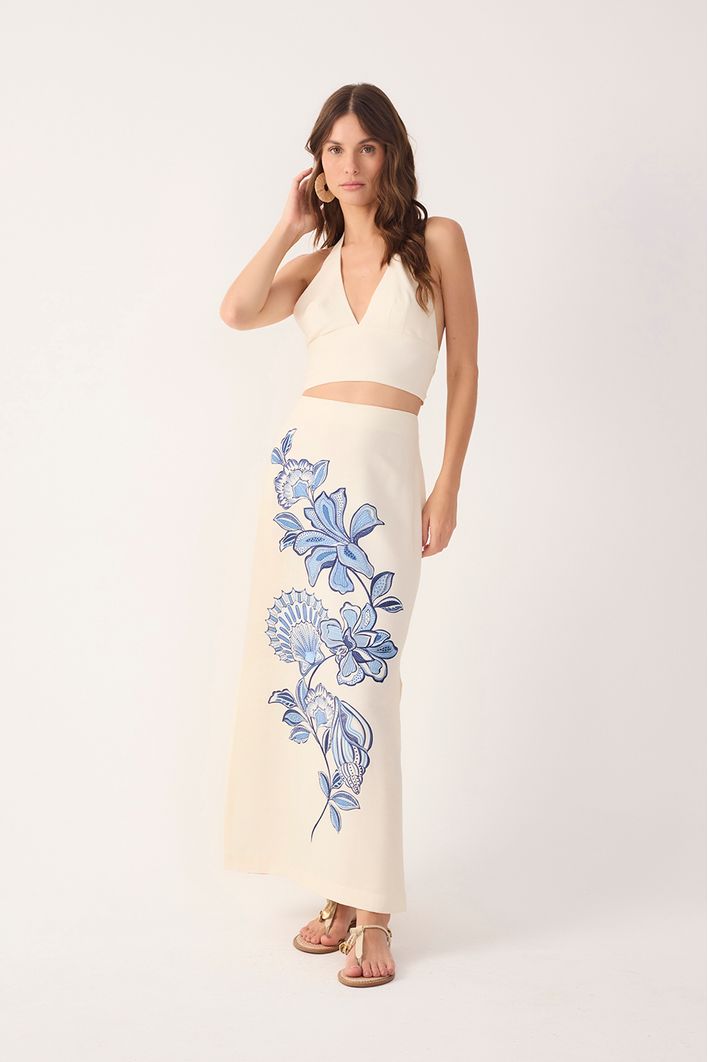 Conjunto Linho Estampa Flor do Oceano
