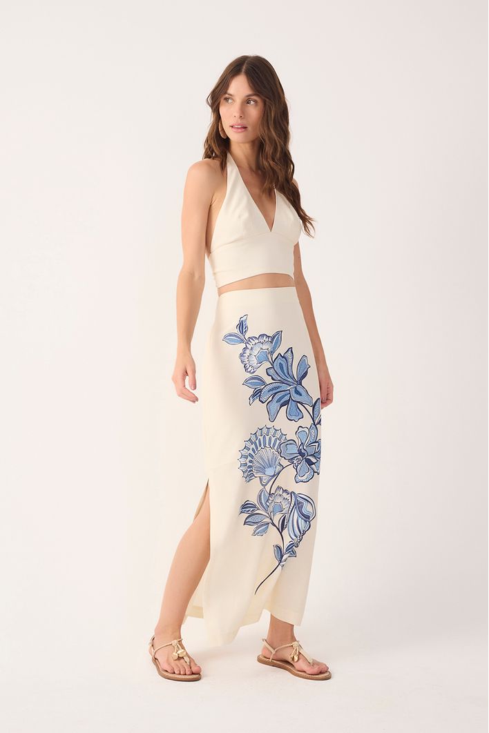 Conjunto Linho Estampa Flor do Oceano