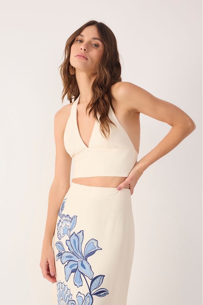 Conjunto Linho Estampa Flor do Oceano