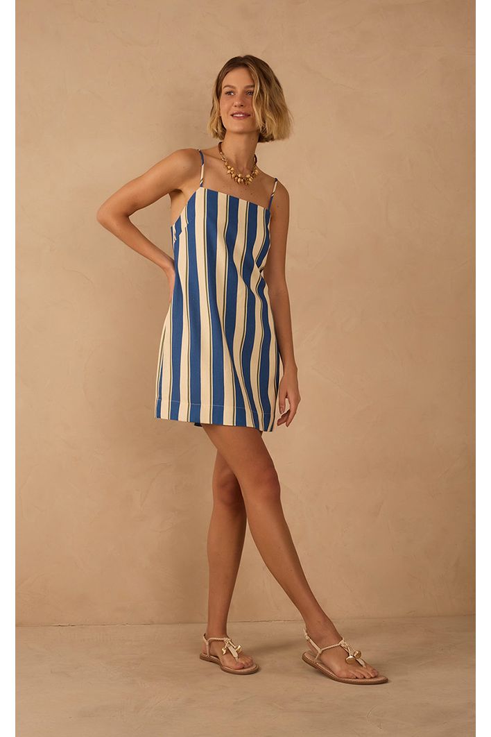 Vestido Curto Estampa Maré Listrada