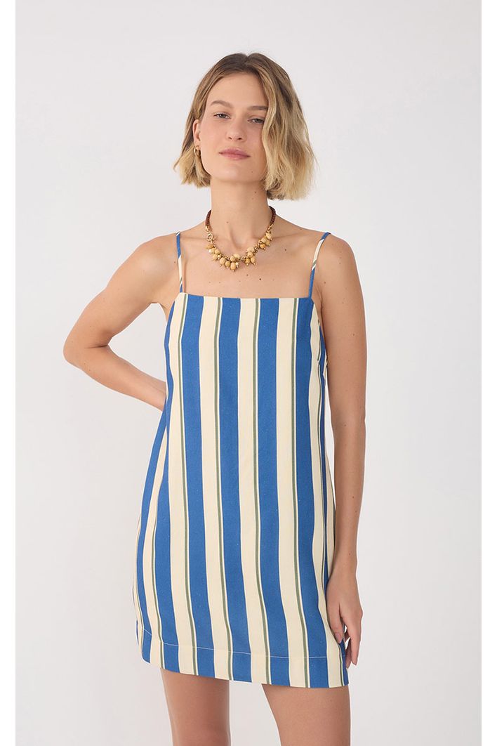 Vestido Curto Estampa Maré Listrada