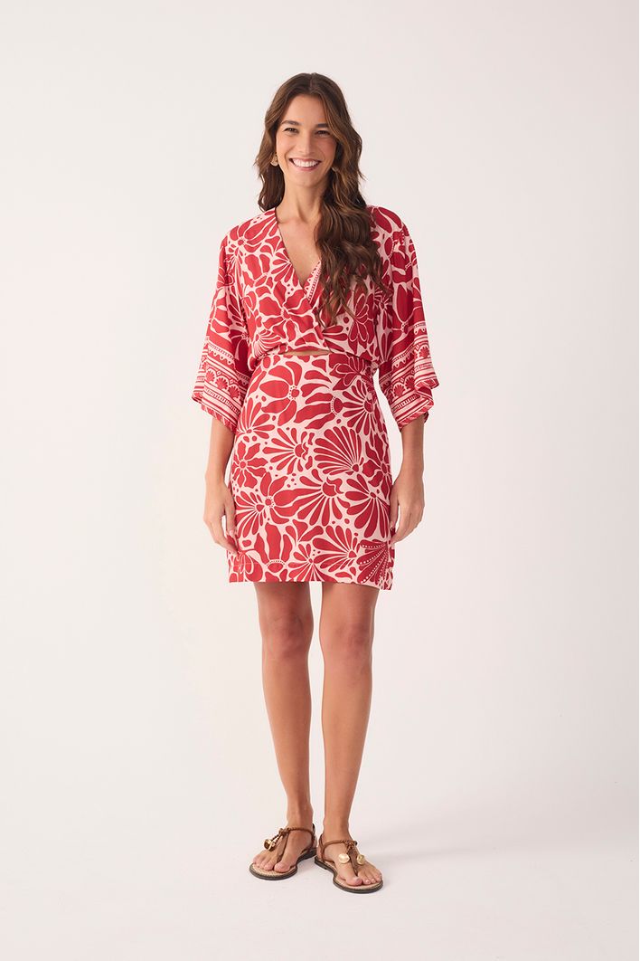 Vestido Curto Estampa Flora