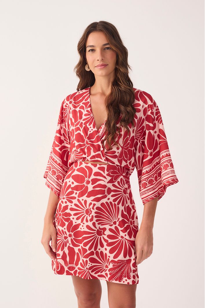 Vestido Curto Estampa Flora