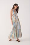 Vestido Longo Lurex Estampa Listra Céu