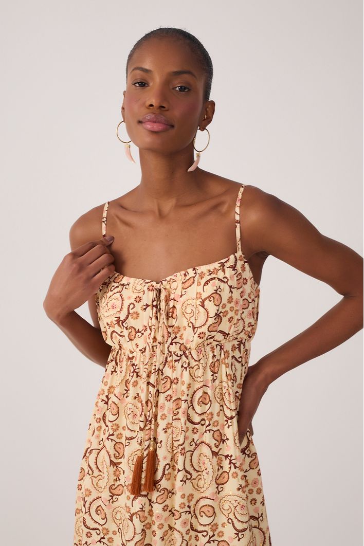 Vestido Cropped Lurex Estampa Suspiro