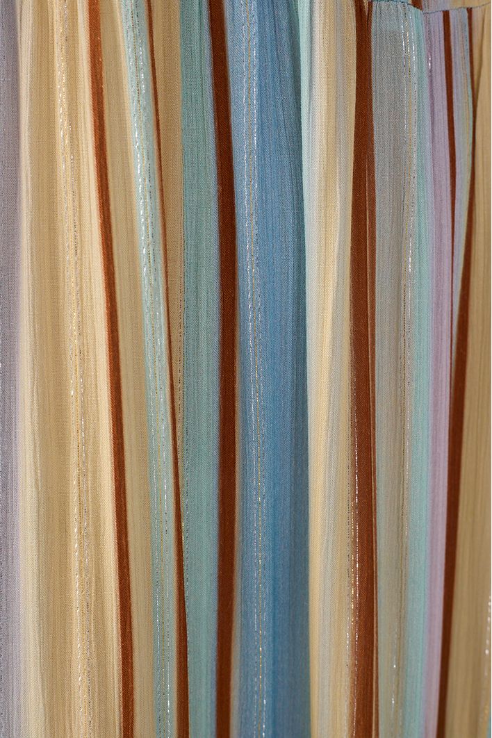 Vestido Longo Lurex Estampa Listra Céu