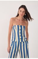 Blusa Sem Alça Estampa Maré Listrada