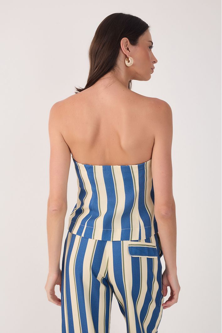 Blusa Sem Alça Estampa Maré Listrada