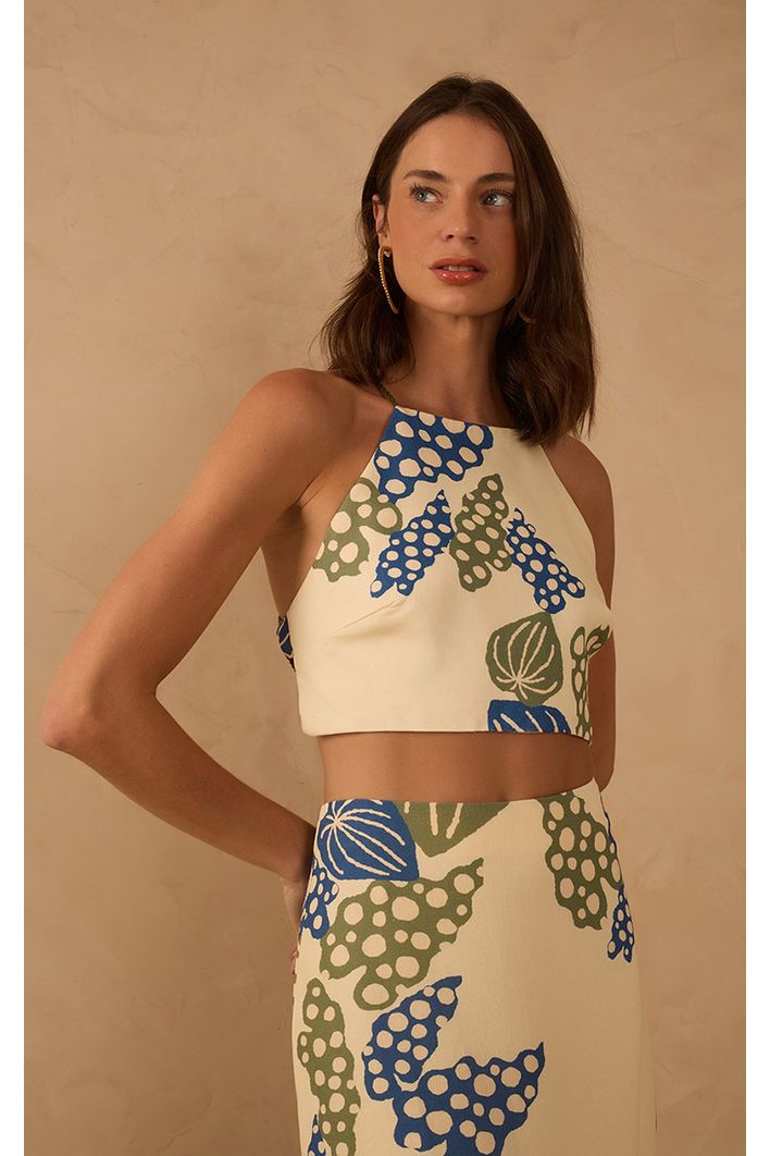 Blusa Linho Estampa Begonia