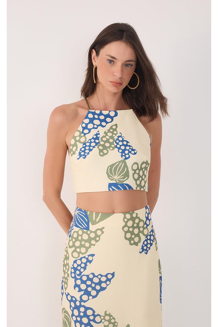 Blusa Linho Estampa Begonia