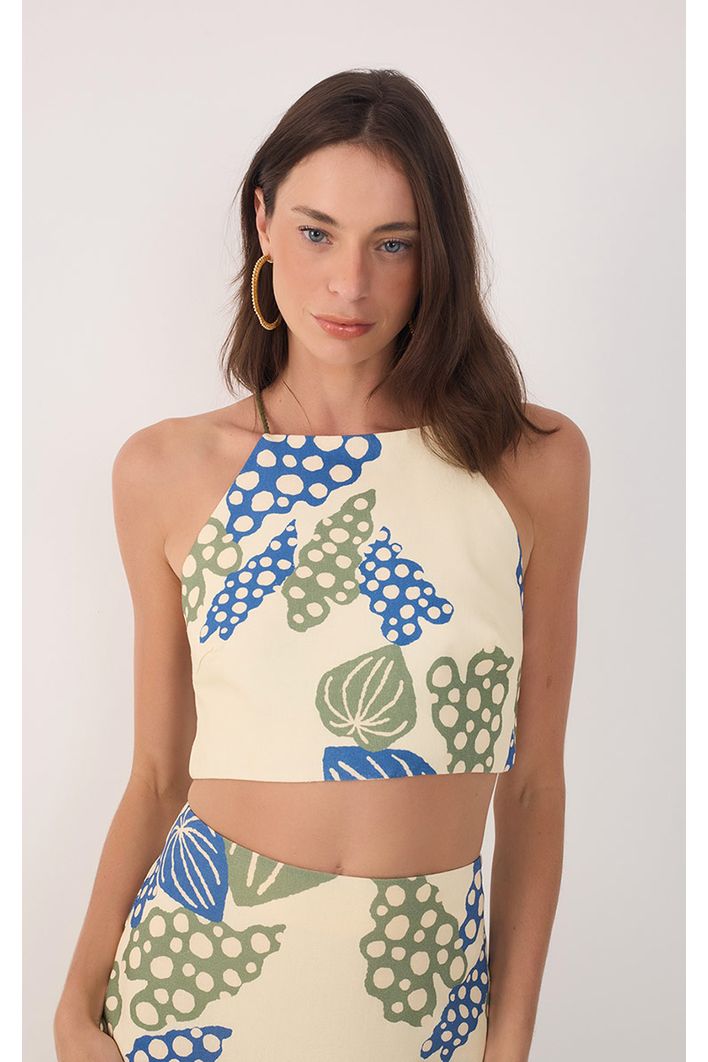 Blusa Linho Estampa Begonia