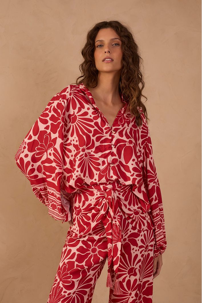 Camisa Bata Estampa Flora