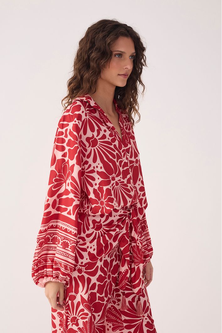 Camisa Bata Estampa Flora