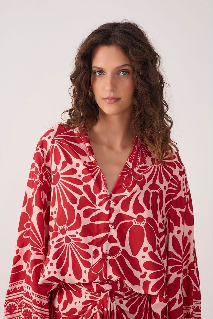 Camisa Bata Estampa Flora
