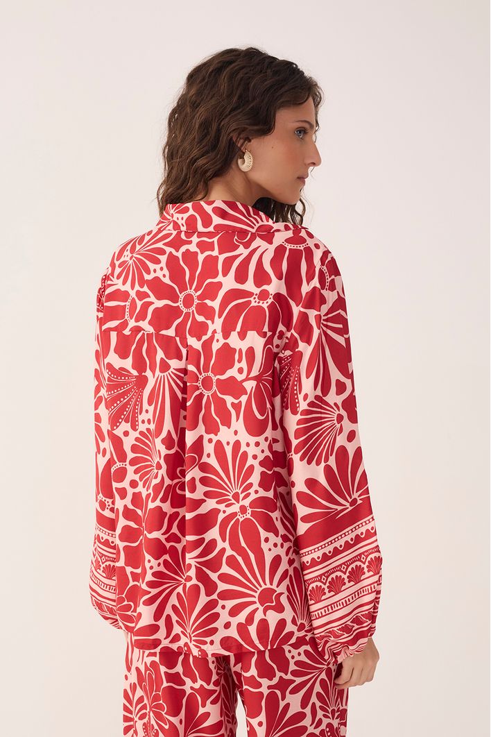 Camisa Bata Estampa Flora