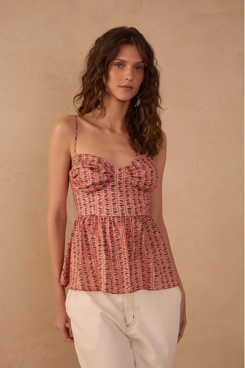 Blusa Lurex Estampa Campo Sereno