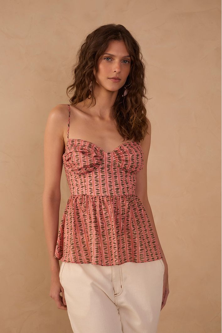 Blusa Lurex Estampa Campo Sereno