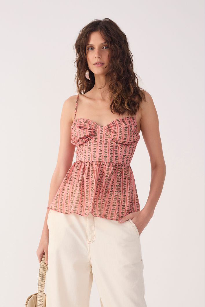 Blusa Lurex Estampa Campo Sereno