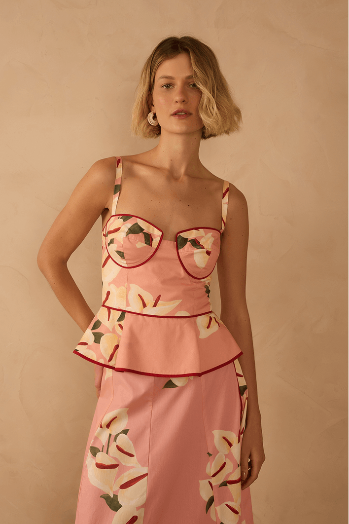 Blusa Tricoline Estampa Antúrio