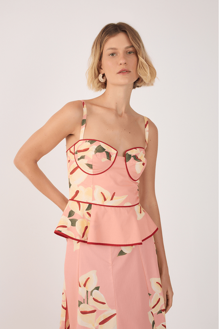Blusa Tricoline Estampa Antúrio