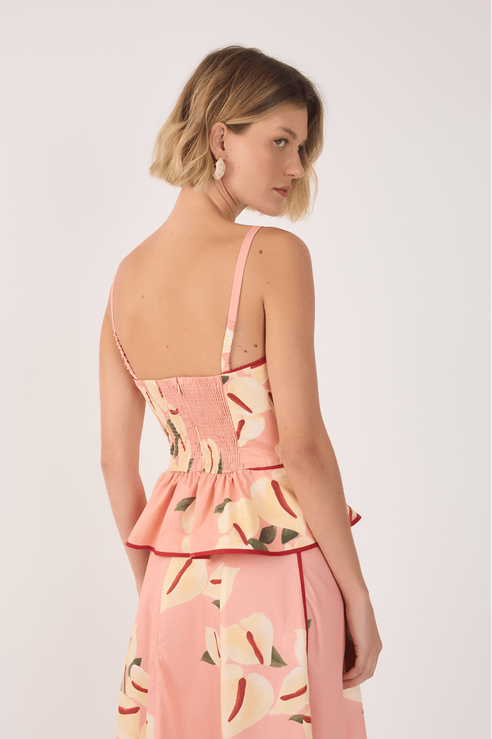 Blusa Tricoline Estampa Antúrio