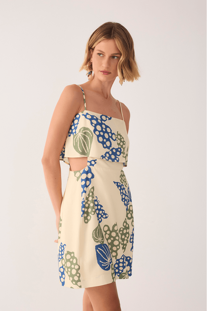 Vestido Curto Estampa Begonia