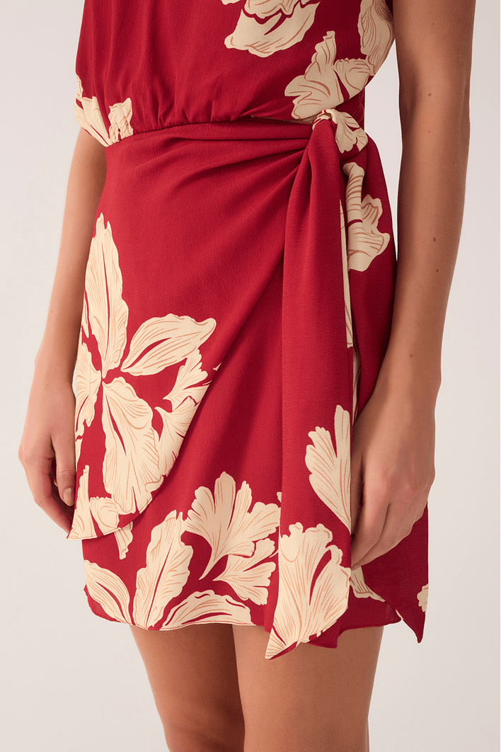 Vestido Ombro Só Estampa Pétala Vermelha