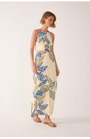 Saia Cropped Linho Estampa Begonia