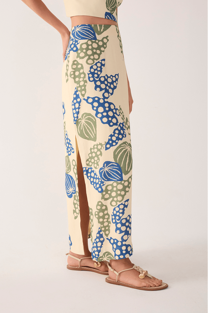 Saia Cropped Linho Estampa Begonia