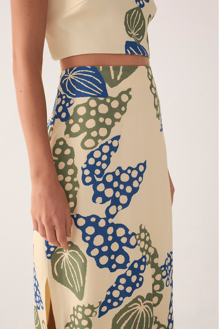 Saia Cropped Linho Estampa Begonia