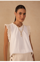 Blusa Bata Com Crochet