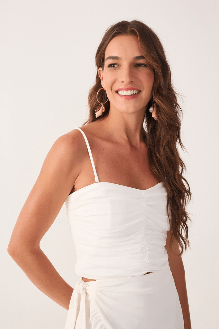Blusa Drapeada Alça Removível