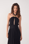 Vestido Longo Crepe Detalhe Concha